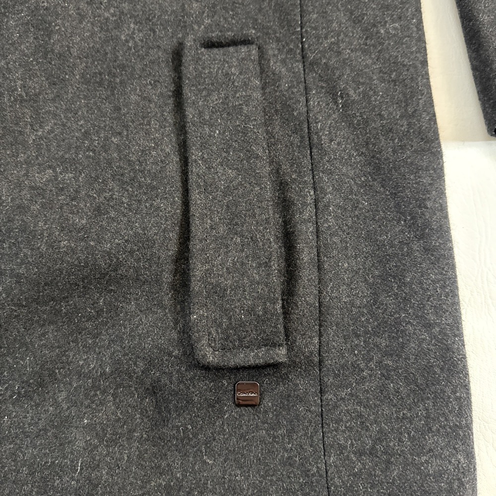 Calvin Klein Men's Charcoal Wool Zip‎ Snap Jacket - Quilt Lined Coat Men's Sz XL - Picture 5 of 10